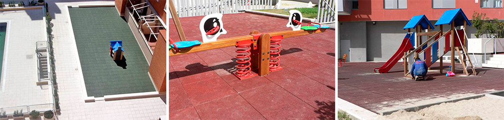 Trabajos de pavimentacion de zonas infantiles en Madrid.