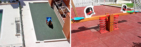 Trabajos de pavimentacion de zonas infantiles en Madrid.