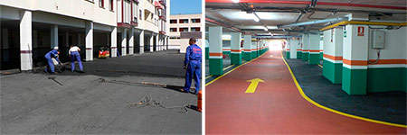 Trabajos de pavimentacion de garajes con aglomerados asfalticos en Madrid.