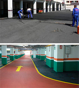 Trabajos de pavimentacion de garajes con aglomerados asfalticos en Madrid.