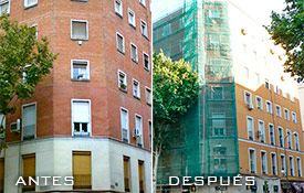 Trabajos de rehabilitacion de fachadas en Madrid.